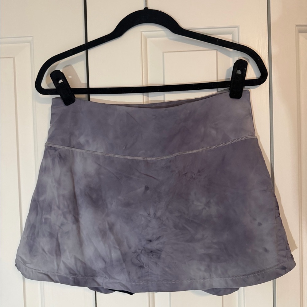 Blue-Gray Tie Dye Women's Tennis Pleated Skirt, Size L